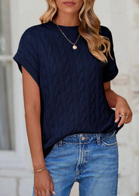 Casual Short Sleeve Crew Neck Knit Pullover Trendy Spring Outfits Sweater Vest