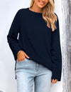 PRETTYGARDEN Women's Knit Fall Sweaters Long Sleeve Pullover Crewneck Split Hem Oversized Tunic Sweater Tops Winter Clothing