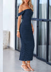 PRETTYGARDEN Womens Off The Shoulder Dress Ruched Bodycon Sleeveless Split Cocktail Party Maxi Dresses