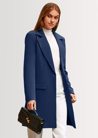 PRETTYGARDEN Women's Spring Fall Long Blazer Jackets Long Sleeve Lapel Pockets Loose Fit Work Casual Blazers Outerwear