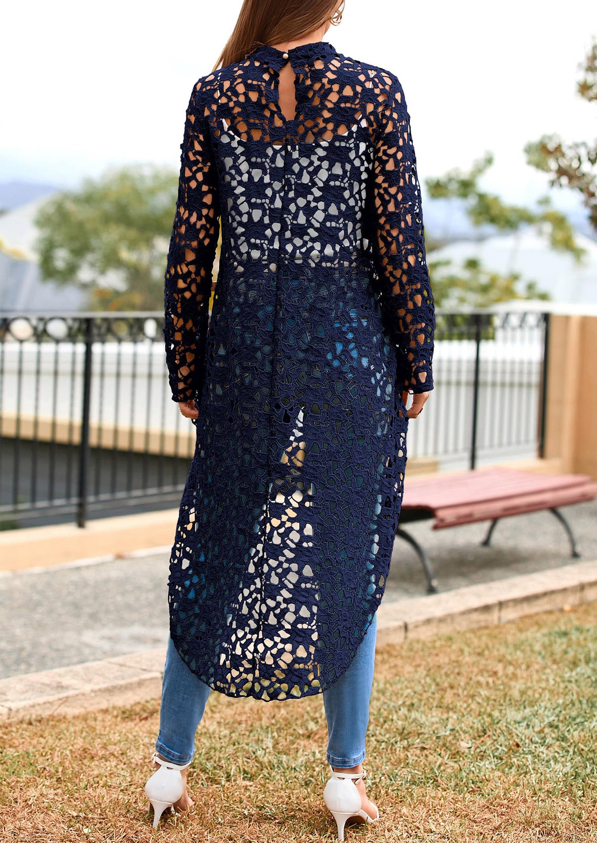 Long Sleeve Round Neck High Low Asymmetrical Irregular Hem Casual Blouse