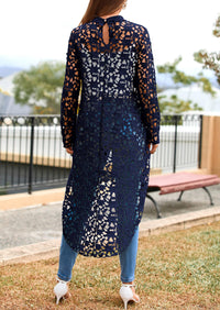 Long Sleeve Round Neck High Low Asymmetrical Irregular Hem Casual Blouse