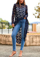 Long Sleeve Round Neck High Low Asymmetrical Irregular Hem Casual Blouse