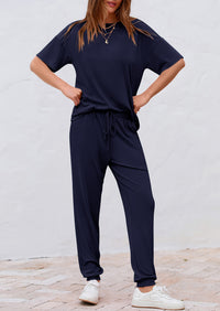 Two Piece Outfit Short Sleeve  Pullover Tops Tracksuits