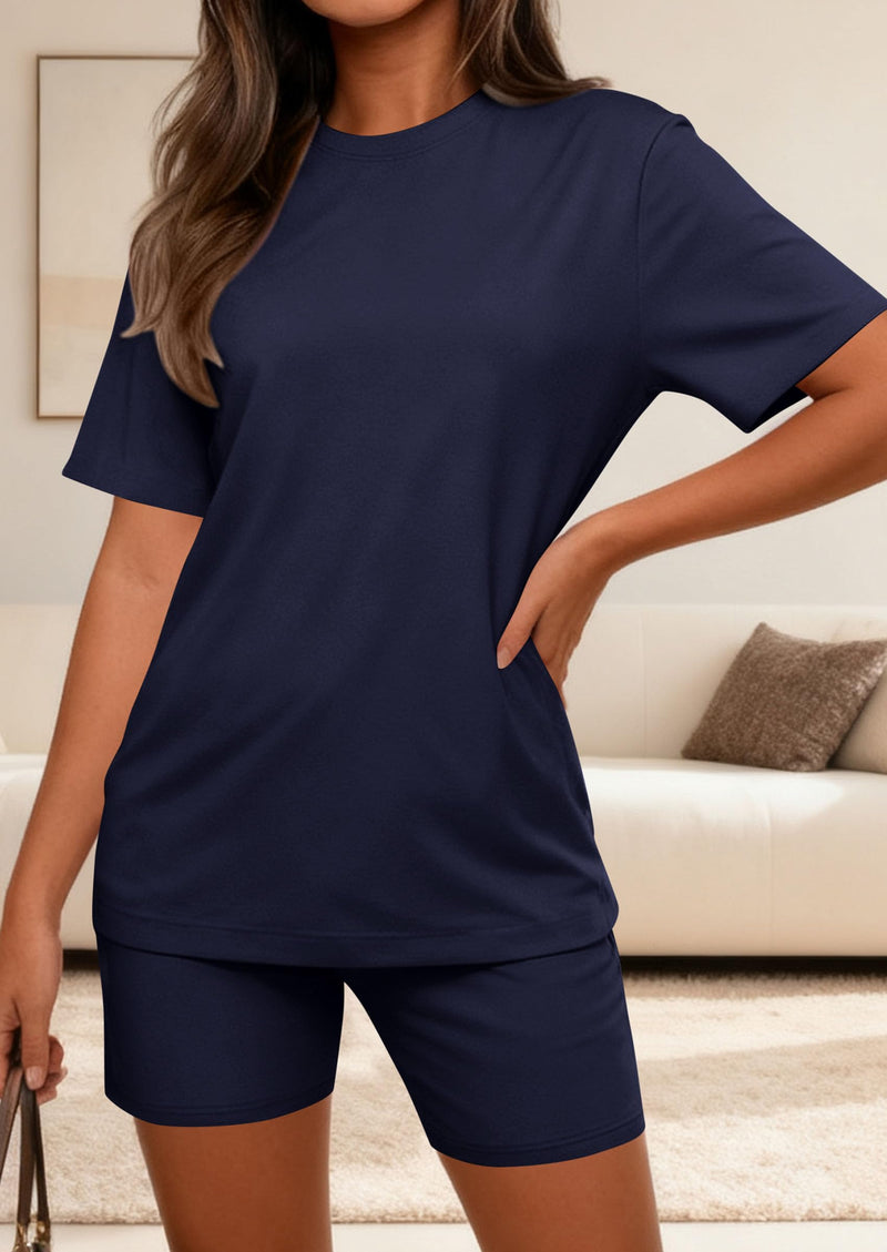 PRETTYGARDEN Women's Two Piece Matching Lounge Sets Summer Casual Tops Short Sleeve Shirts Shorts Travel Airport Outfits PRETTYGARDEN