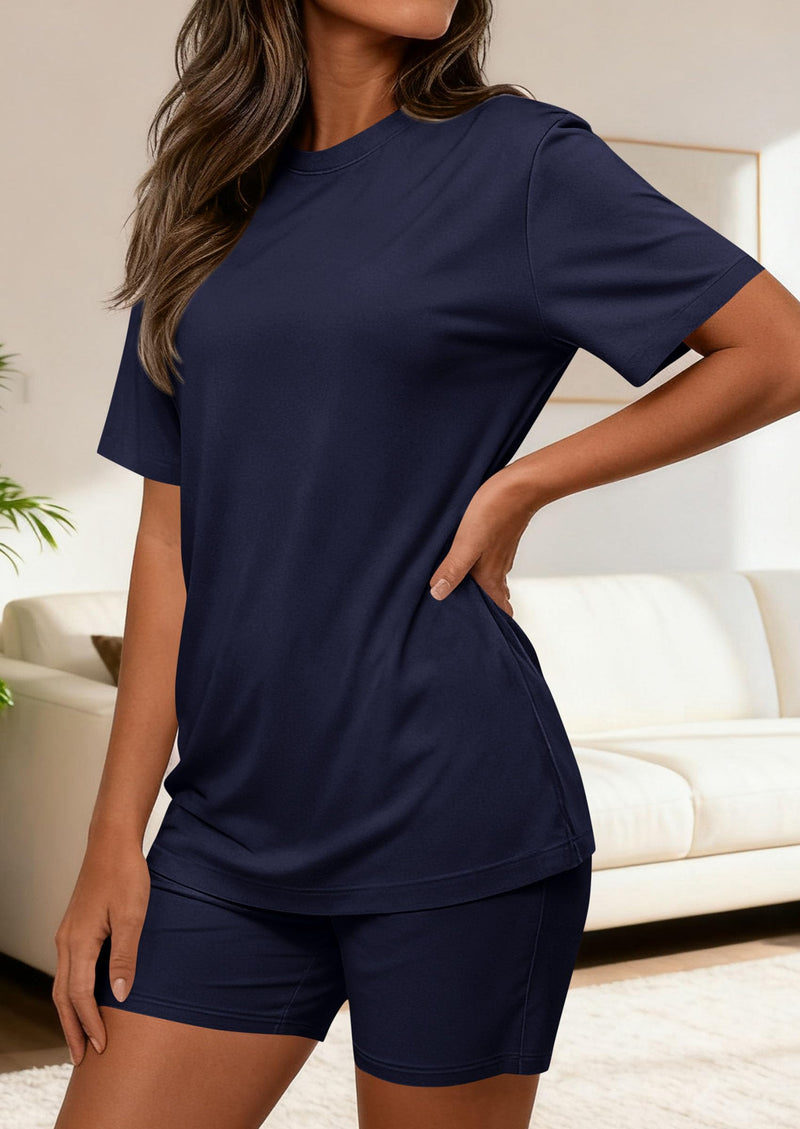 PRETTYGARDEN Women's Two Piece Matching Lounge Sets Summer Casual Tops Short Sleeve Shirts Shorts Travel Airport Outfits PRETTYGARDEN