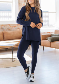 Casual Long Sleeve Tunic Tops Legging Pants Two Piece Sets