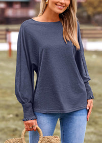 Puff Long Sleeve Crew neck Casual Basic T-shirts