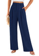 Elastic High Waisted Straight Leg Business Trousers Slacks With Pockets