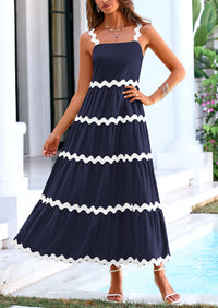 Spaghetti Strap Ruffle Flowy Boho Casual Beach Vacation Maxi Dresses