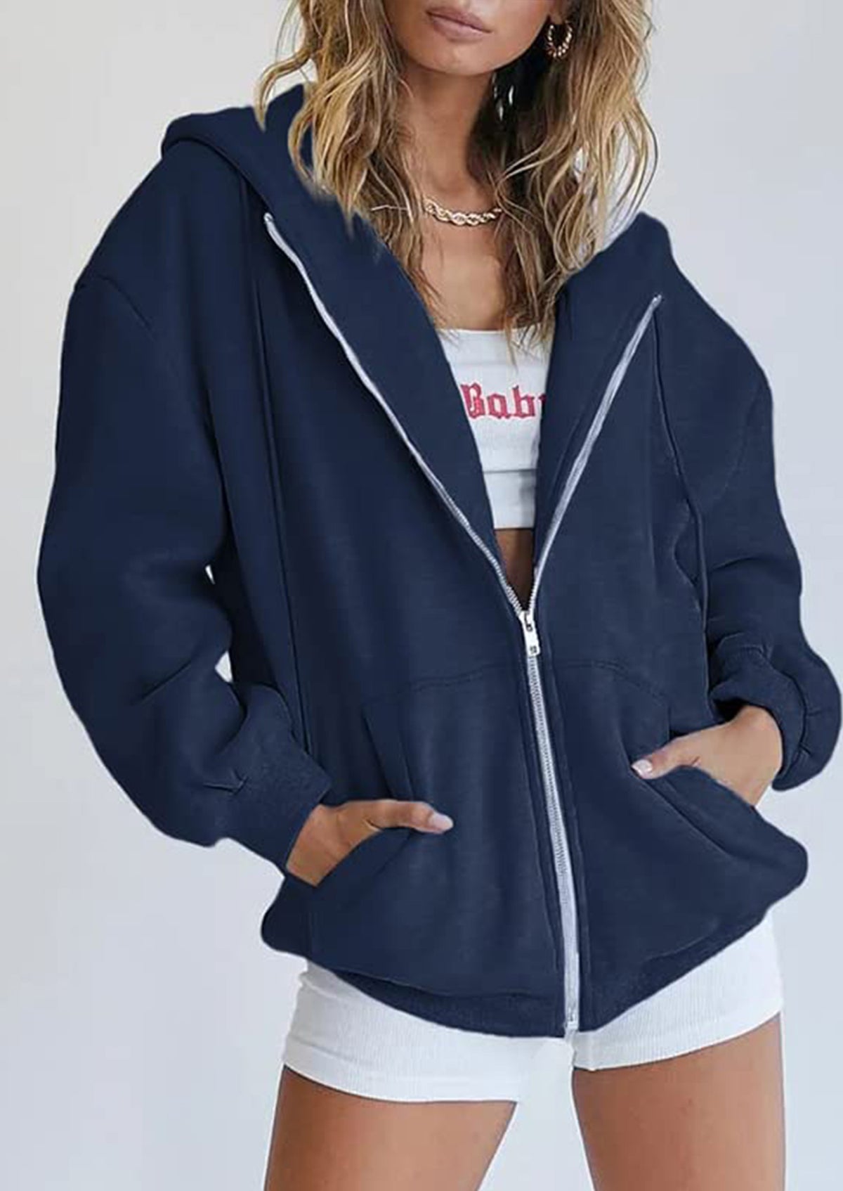 Long Sleeve Zip Up Y2K Hoodies With Pockets