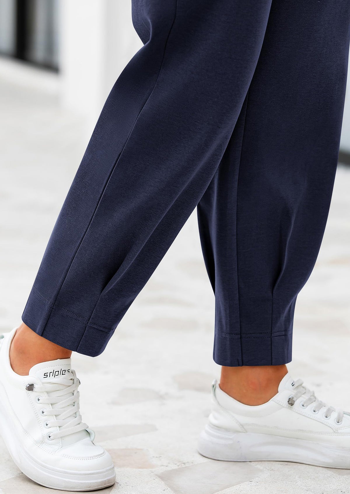 Summer High Waisted Ankle Length Trouser Slacks With Pockets