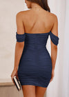 PRETTYGARDEN Off Shoulder Women Ruched Mesh Cocktail Party Bodycon Mini Dresses