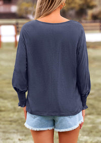 Puff Long Sleeve Crew neck Casual Basic T-shirts