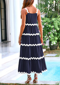 Spaghetti Strap Ruffle Flowy Boho Casual Beach Vacation Maxi Dresses