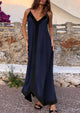 Elegant V Neck Spaghetti Strap Flowy Cocktail Party Maxi Dresses