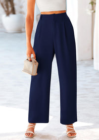 Casual Wide Leg High Elastic Waisted Long Work Pants