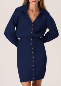 Long Sleeve V Neck Button Down Knit Pullover Sweater Dresses