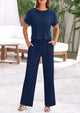 Short Sleeve T-Shirt Wide Leg Pants Two Piece Sets