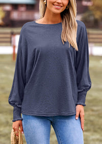 Puff Long Sleeve Crew neck Casual Basic T-shirts