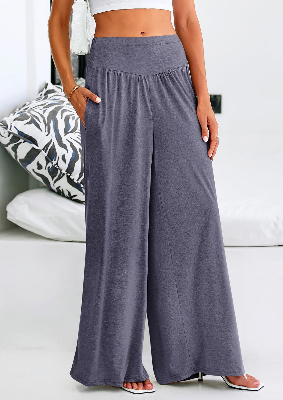 High-Waisted Flowy Palazzo Pant With Pockets