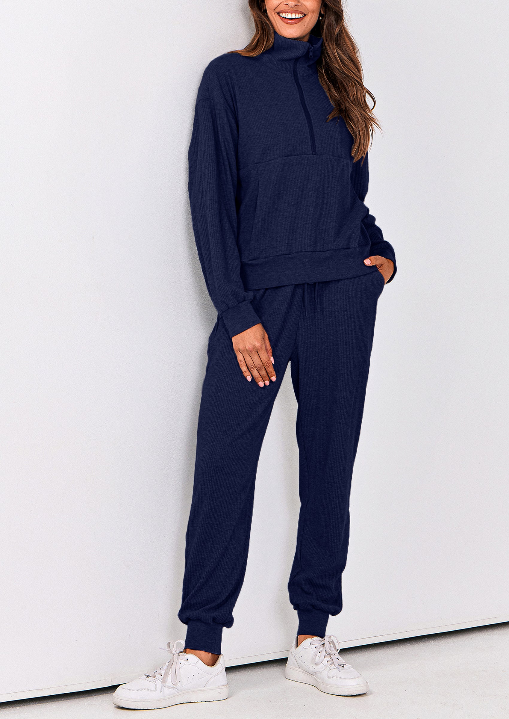 PRETTYGARDEN Women's Fall 2 Piece Lounge Sets Zip Up Sweatshirt Jogger Pants Sweat Track Suits Travel Outfit Winter Clothing