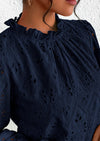 PRETTYGARDEN Womens Tops Dressy Casual Spring Long Sleeve Shirts Embroidered Eyelet Blouses Going Out Outfits