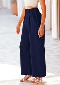Casual Wide Leg High Elastic Waisted Long Work Pants