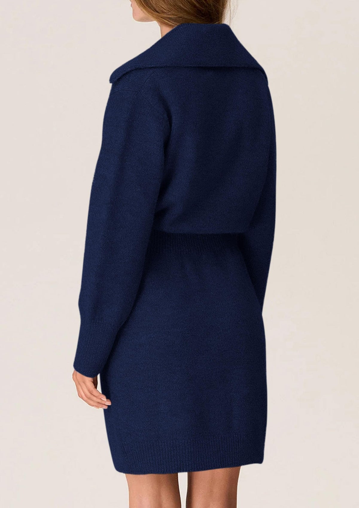 Long Sleeve V Neck Button Down Knit Pullover Sweater Dresses