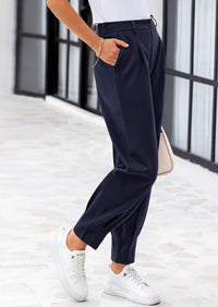 Summer High Waisted Ankle Length Trouser Slacks With Pockets