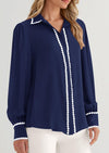 PRETTYGARDEN Womens Long Sleeve Button Down Shirts Trendy V Neck Loose Fit Fall Tops Collared Dressy Casual Blouses