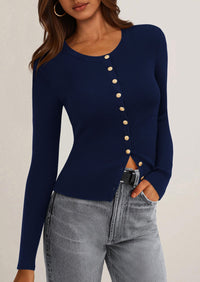 PRETTYGARDEN Womens Fall Cardigan Sweaters Lightweight Long Sleeve Button up Ribbed Knit Tops Winter Fashion Clothes