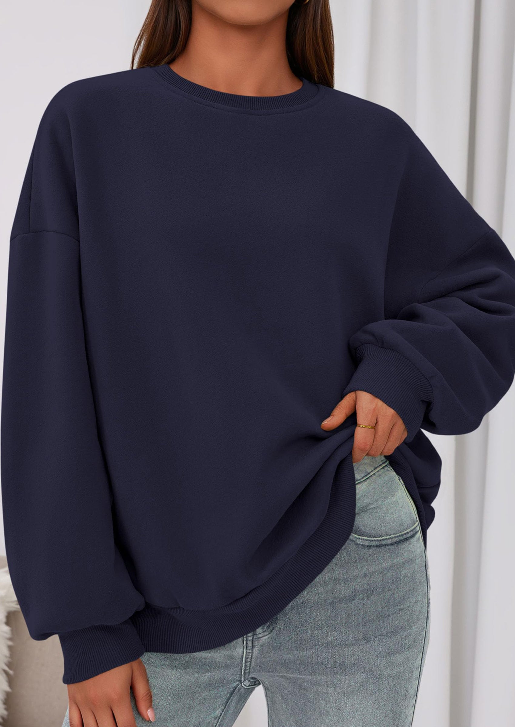 PRETTYGARDEN Sweatshirts for Women Oversized Crewneck Fleece Pullover Long Sleeve Tops Comfy Fall Winter Fashion Outfits