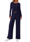 PRETTYGARDEN Women's 2 Piece Fall Sets  Casual Long Sleeve Shirts Wide Leg Pants Lounge Travel Outfits Fashion Clothing