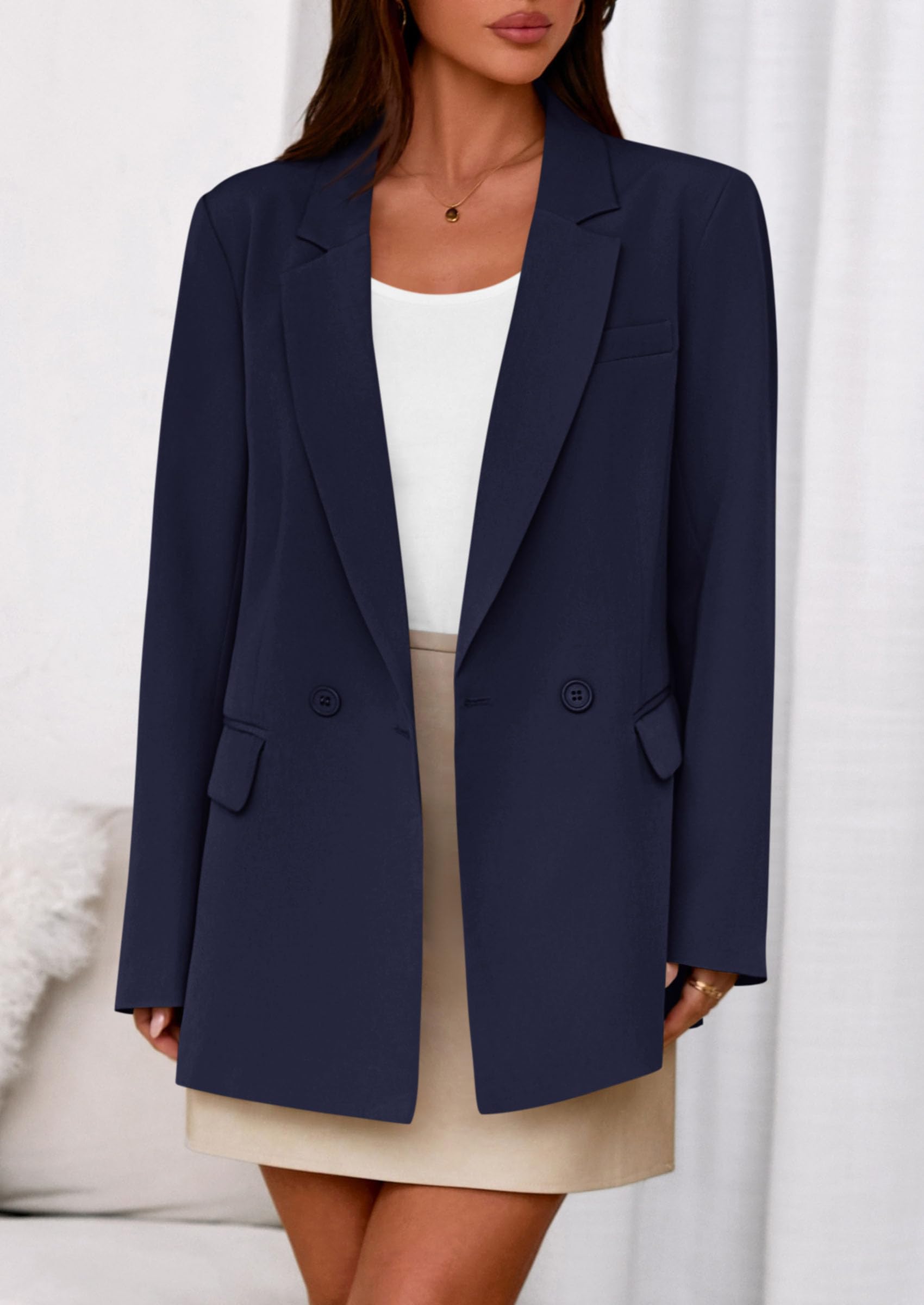 PRETTYGARDEN Fall Blazers for Women Business Casual Long Sleeve Lapel Pockets Dressy Suit Jackets Work Office Clothes PRETTYGARDEN