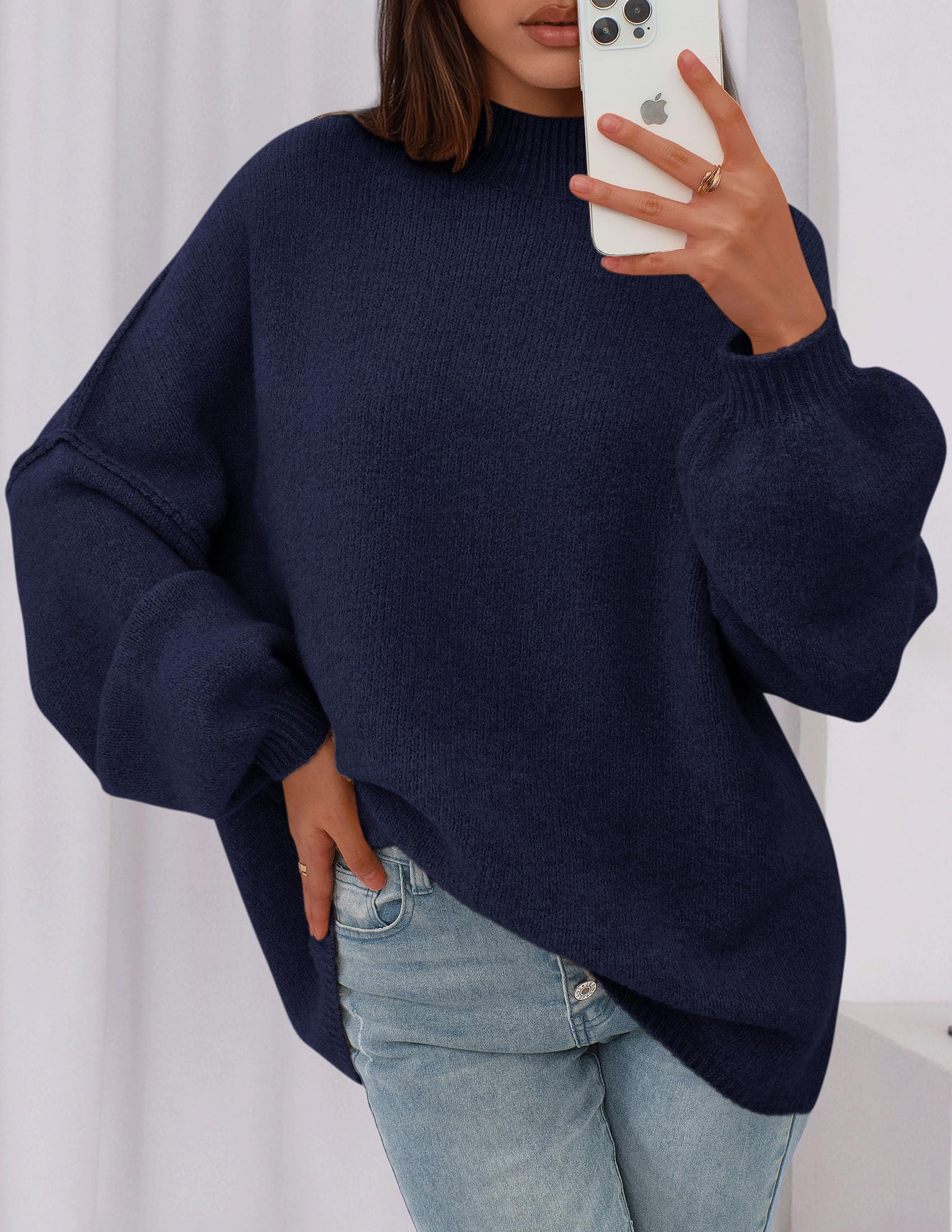 PRETTYGARDEN Women's Fall Oversized Sweaters Chunky Knit Mock Neck Long Sleeve Casual Trendy Pullover Winter Clothes PRETTYGARDEN