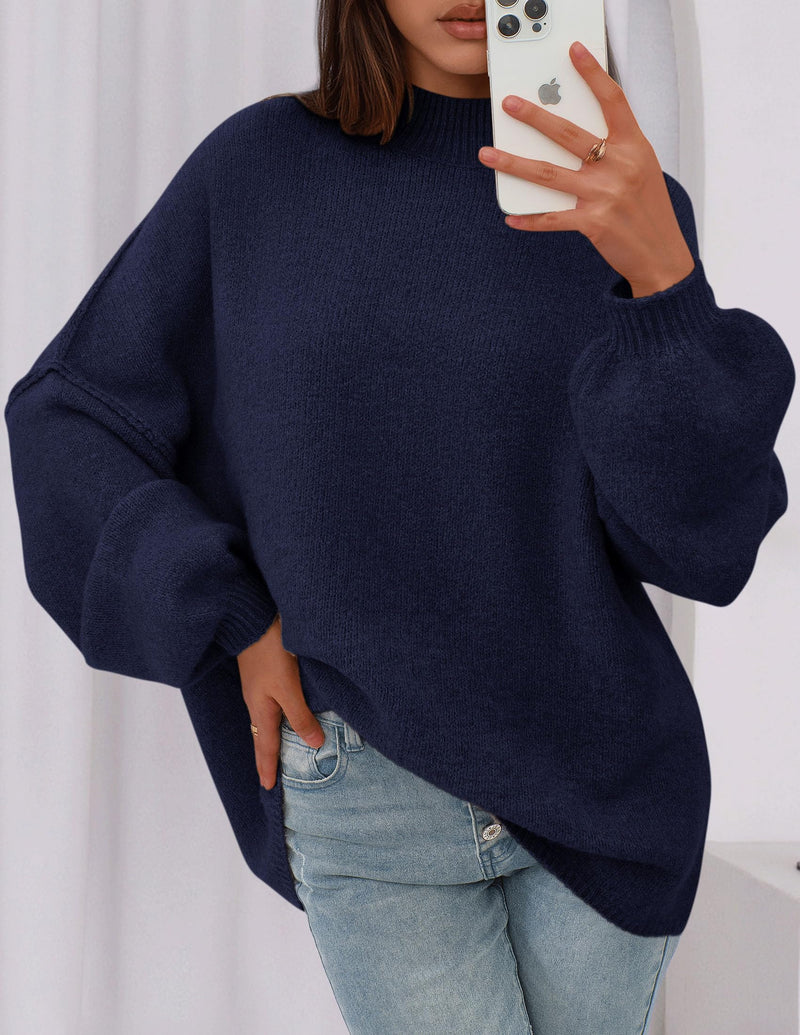PRETTYGARDEN Women's Fall Oversized Sweaters Chunky Knit Mock Neck Long Sleeve Casual Trendy Pullover Winter Clothes PRETTYGARDEN