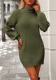 Long Sleeve Knit Turtleneck Pullover Loose Mini Sweater Dresses