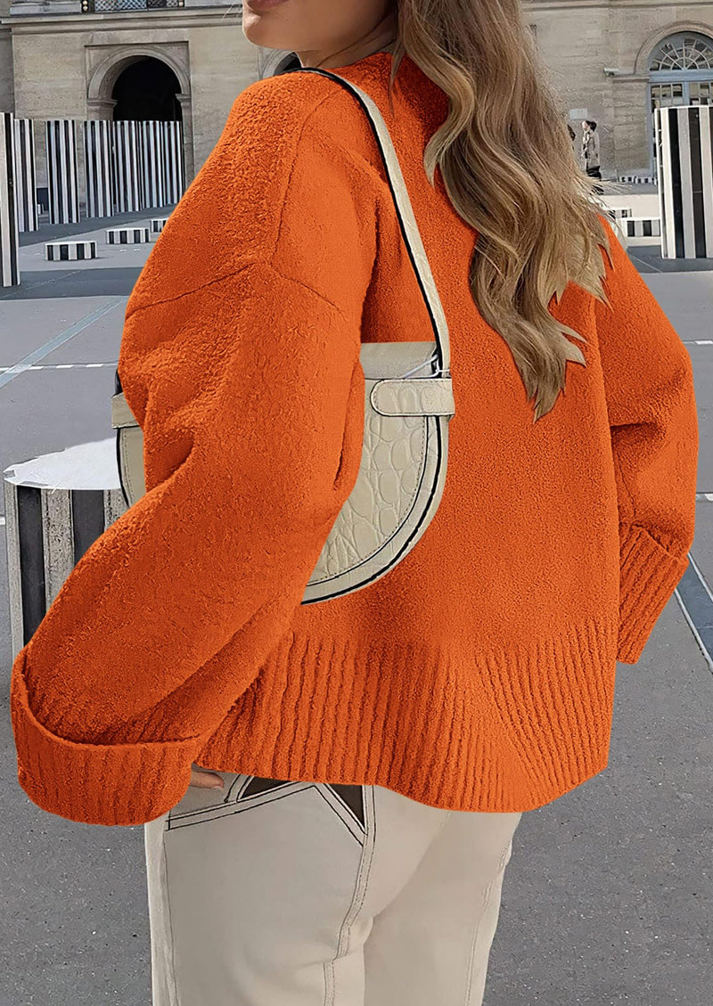 PRETTYGARDEN Women's Fall Oversized Sweaters Casual Crewneck Pullover Long Sleeve Fuzzy Chunky Knit Tops Blouse