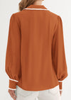PRETTYGARDEN Womens Long Sleeve Button Down Shirts Trendy V Neck Loose Fit Fall Tops Collared Dressy Casual Blouses