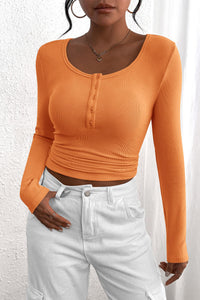 PRETTYGARDEN Women's Spring Fall Long Sleeve Henley T Shirts Button Ribbed Knit Slim Fit Casual Basic Tops Blouse