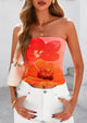 Strapless Mesh Floral Y2K Bandeau Cute Crop Trendy Going Out Tube Tops