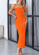 Off The Shoulder Ruched Bodycon Sleeveless Split Maxi Dresses