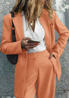 PRETTYGARDEN Women's Fall Two Piece Outfits Dressy Blazer Jacket and Wide Leg Pants Pockets Business Casual Office Suit Sets