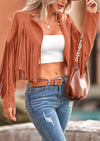 PRETTYGARDEN Women's Fringe Faux Suede Leather Jackets Fashion Tassel Motorcycle Cropped Coats