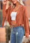 PRETTYGARDEN Women's Fringe Faux Suede Leather Jackets Fashion Tassel Motorcycle Cropped Coats