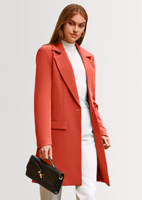 PRETTYGARDEN Women's Spring Fall Long Blazer Jackets Long Sleeve Lapel Pockets Loose Fit Work Casual Blazers Outerwear