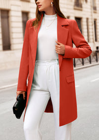 PRETTYGARDEN Women's Spring Fall Long Blazer Jackets Long Sleeve Lapel Pockets Loose Fit Work Casual Blazers Outerwear