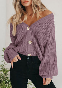 PRETTYGARDEN Women's Chunky Knit Open Front Sweater Long Sleeve Button Loose Short Cardigan Outerwear Coats