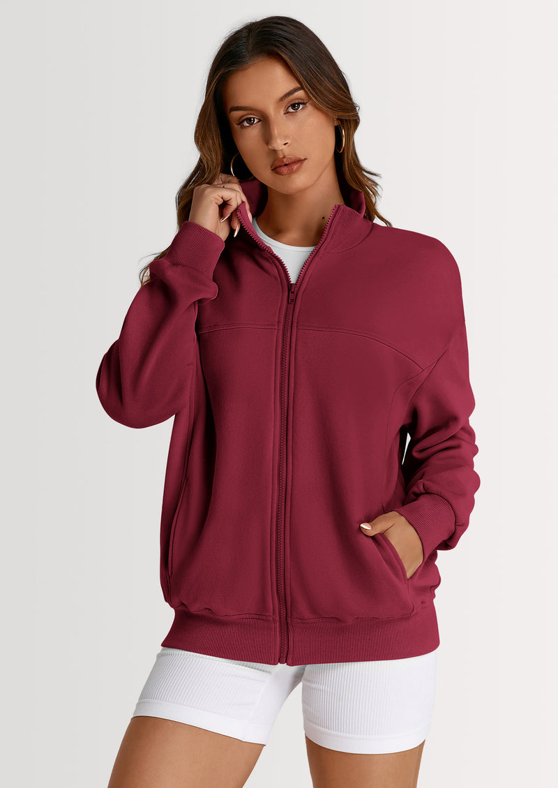 PRETTYGARDEN Women's Spring Fall Fashion Full Zip Up Sweatshirt Long Sleeve Loose Fit Trendy Casual Jacket with Pockets